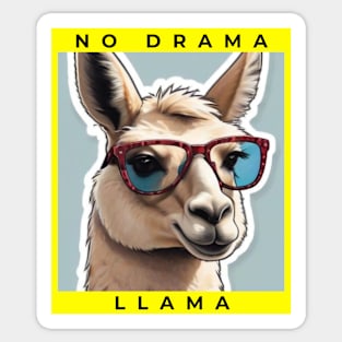 No Drama Llama Funky Alpaca Sunglasses Yellow Black Sticker